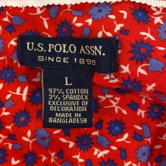 ❤️Last Chance U.S. Polo ASSN floral print cotton blend button down shirt size L - Picture 7 of 9